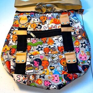 LESPORTSAC, TOKIDOKI RETIRED INFERNO PRINT CROSSBODY BAG PURSE